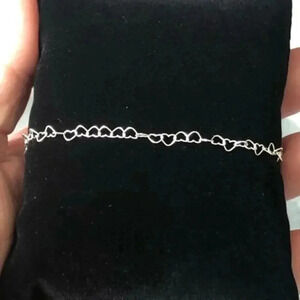Interlocking Interlinked Hearts Solid 925 Sterling Silver Bracelet NWT